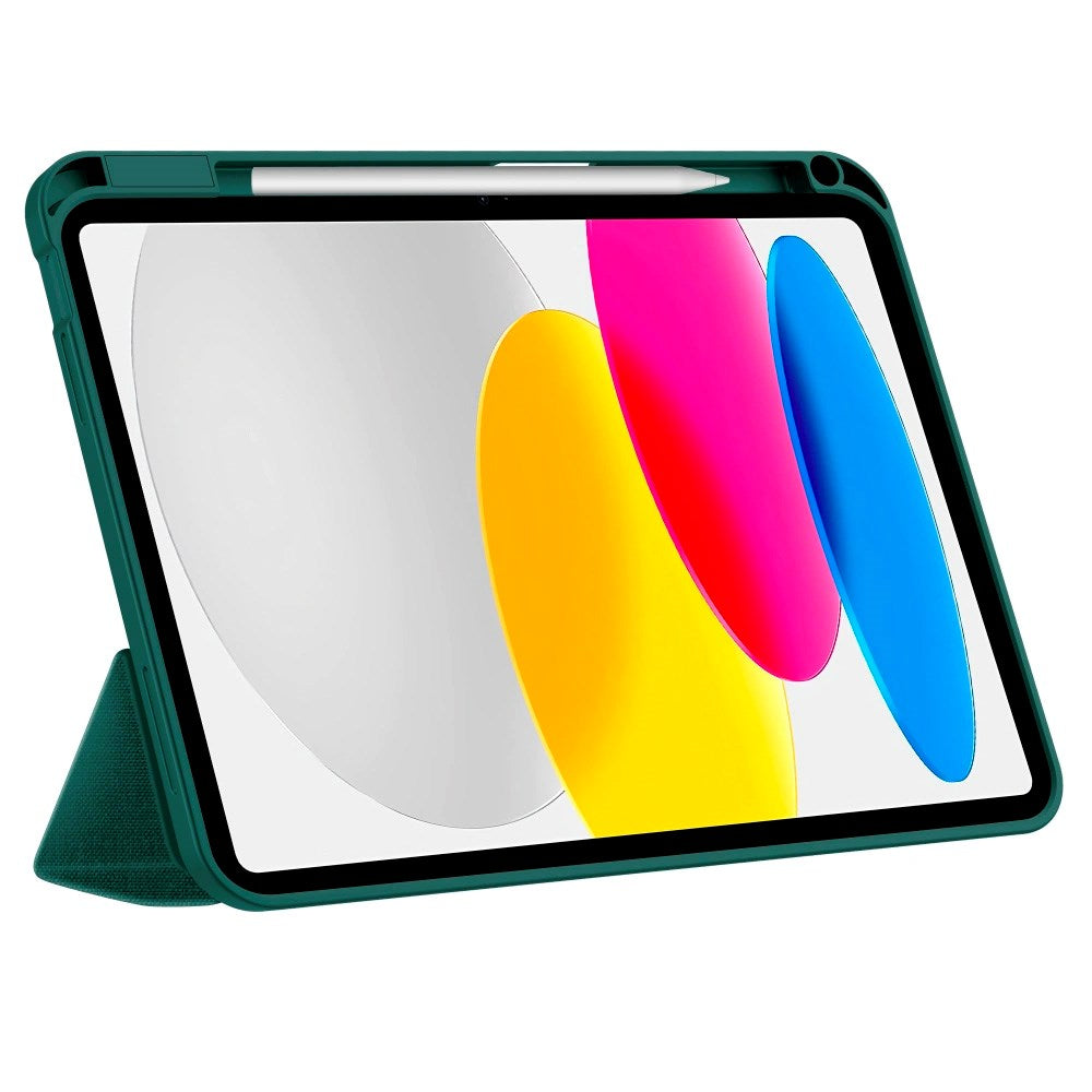 Tech-Protect - iPad 11" (2025) / 10.9" (2024 / 2022) - Canvas Flip Cover m. Pen Holder - Grøn