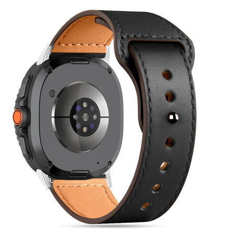 Tech-Protect Samsung Galaxy Watch 8 / 8 Classic (40 / 44 / 46mm) Leatherfit Rem - Ægte Læder - Sort / Brun