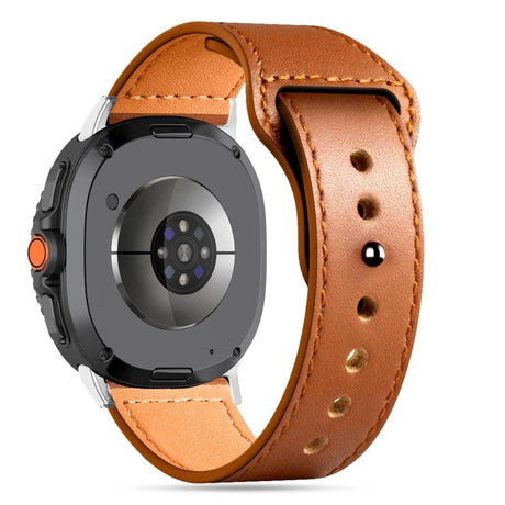 Tech-Protect Samsung Galaxy Watch 8 / 8 Classic (40 / 44 / 46mm) Leatherfit Rem - Ægte Læder - Brun