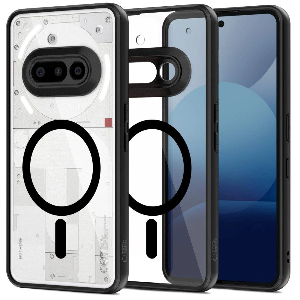 Nothing Phone (3a) Tech-Protect Magmat Mobil Cover - MagSafe Kompatibel - Gennemsigtig / Sort