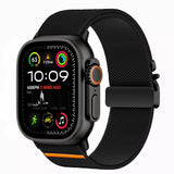 Apple Watch (42 / 44 / SE / 45 / 46 / 49mm) - Tech-Protect Nylon Rem m. Metallås - Sort