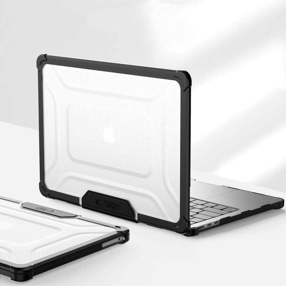 MacBook Air 13" M2 / M3 / M4 (2022 - 2025) - Tech-Protect SmartShell Pro Cover - Sort / Gennemsigtig