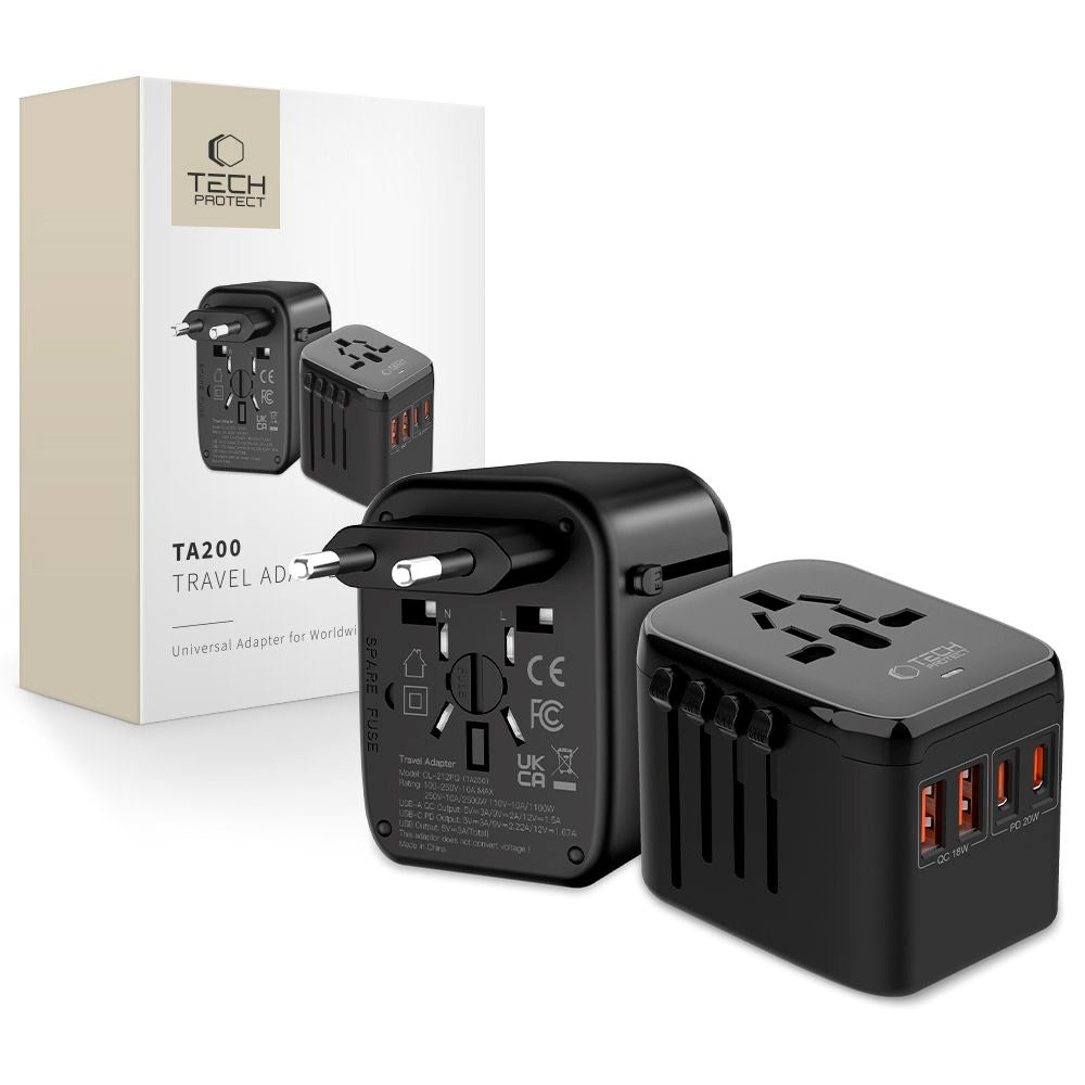Tech-Protect - Rejseadapter - EU / UK / US / AU - Sort