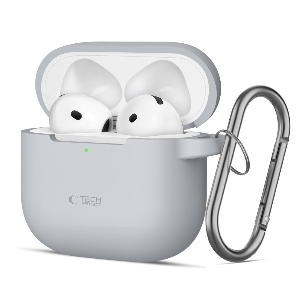 Tech-Protect Silikone Cover Apple AirPods 4 m. Karabinhage - Grå