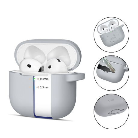 Tech-Protect Silikone Cover Apple AirPods 4 m. Karabinhage - Grå