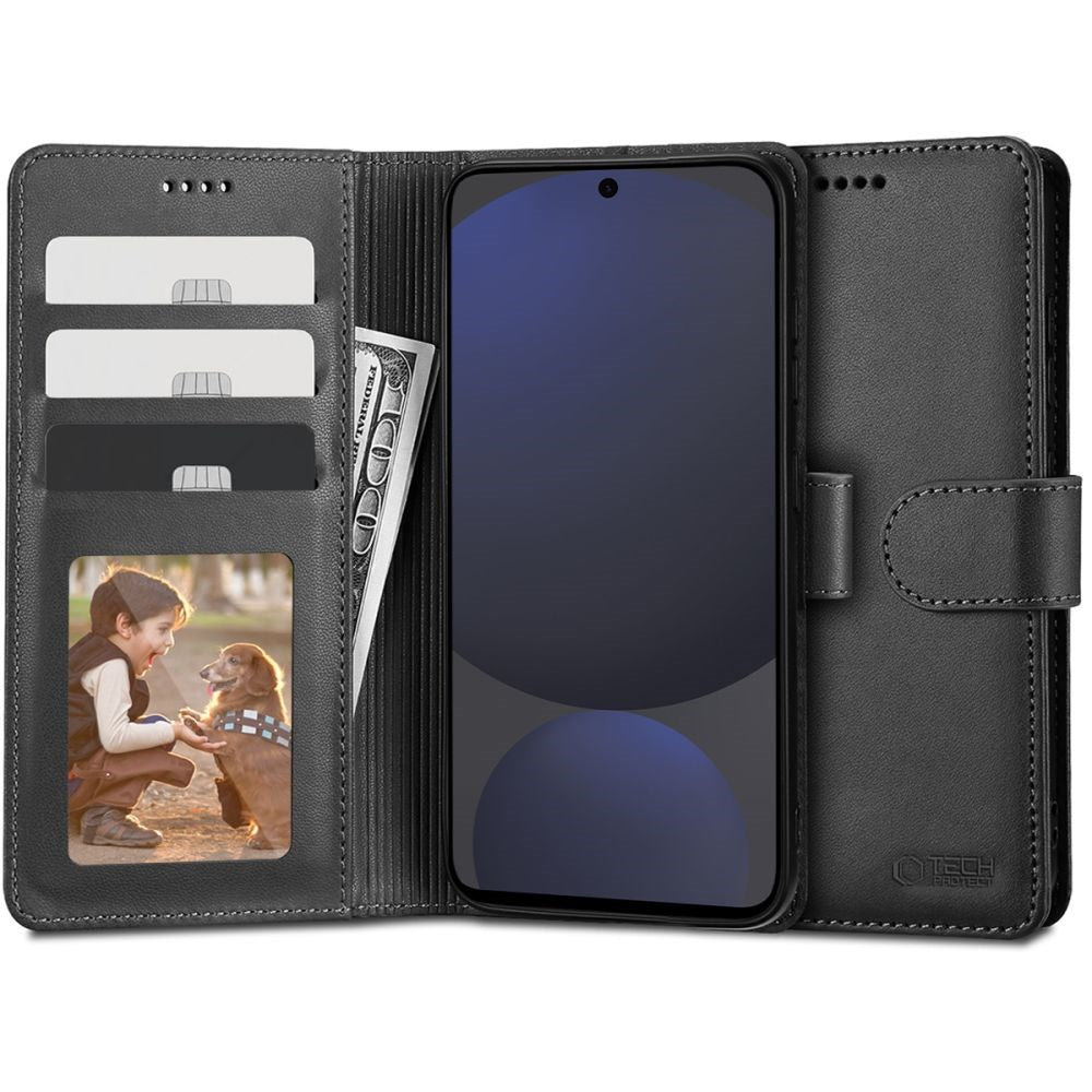 Tech-Protect Samsung Galaxy S24 FE Wallet Flip Cover m. Pung & Ståfunktion - Sort