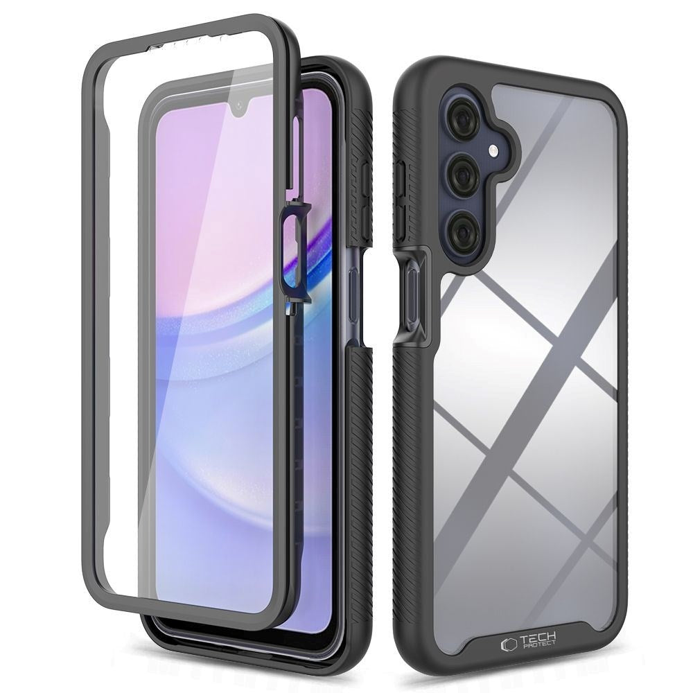 Tech-Protect Samsung Galaxy A16 (4G/5G) DEFENSE360 Case m. Skærmbeskyttelse - Gennemsigtig / Sort