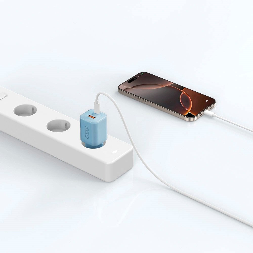 Tech-Protect 33W Vægoplader - 1x USB-A / 1x USB-C - Blå