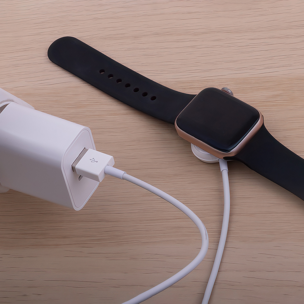 Forever MASM-100 - 3W - Trådløs Oplader til Smartwatch - USB-A - MagSafe Kompatibel - Hvid