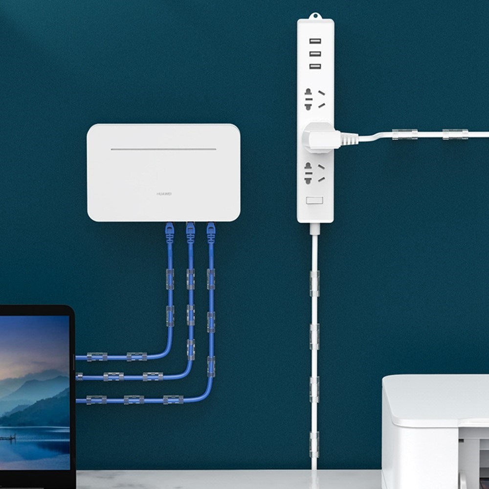 CableCreation Dobbeltklæbende Kabelholder i Large - 50 stk - Gennemsigtig