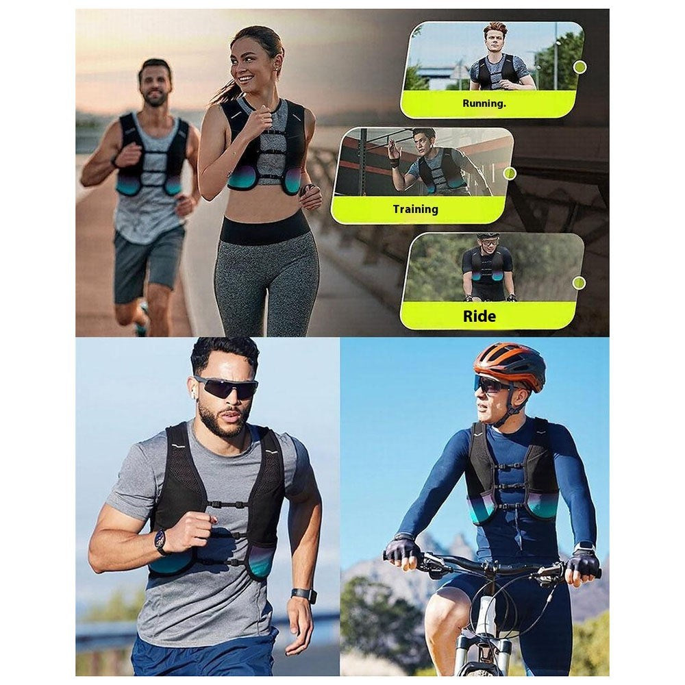 Justerbar Unisex Løbevest m. Reflekser og Lommer - Sort