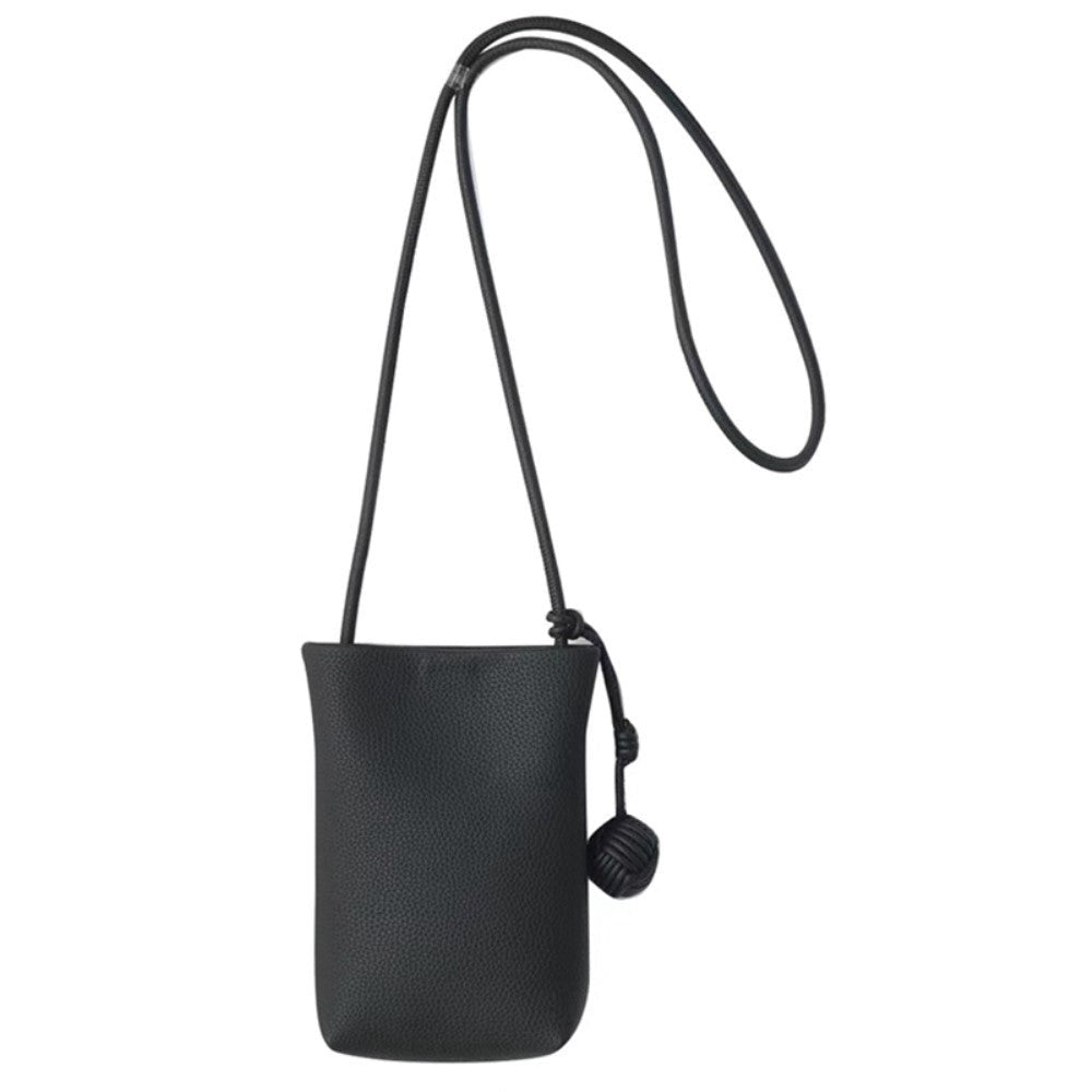 Kunstlæder Crossbody Mobil Taske med Magnet Lukning (200 x 130 mm) - Sort