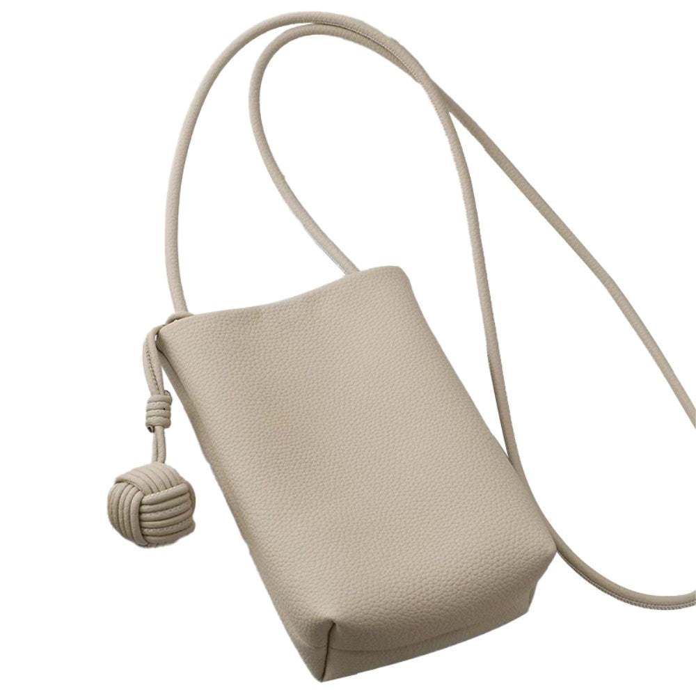 Kunstlæder Crossbody Mobil Taske med Magnet Lukning (200 x 130 mm) - Beige