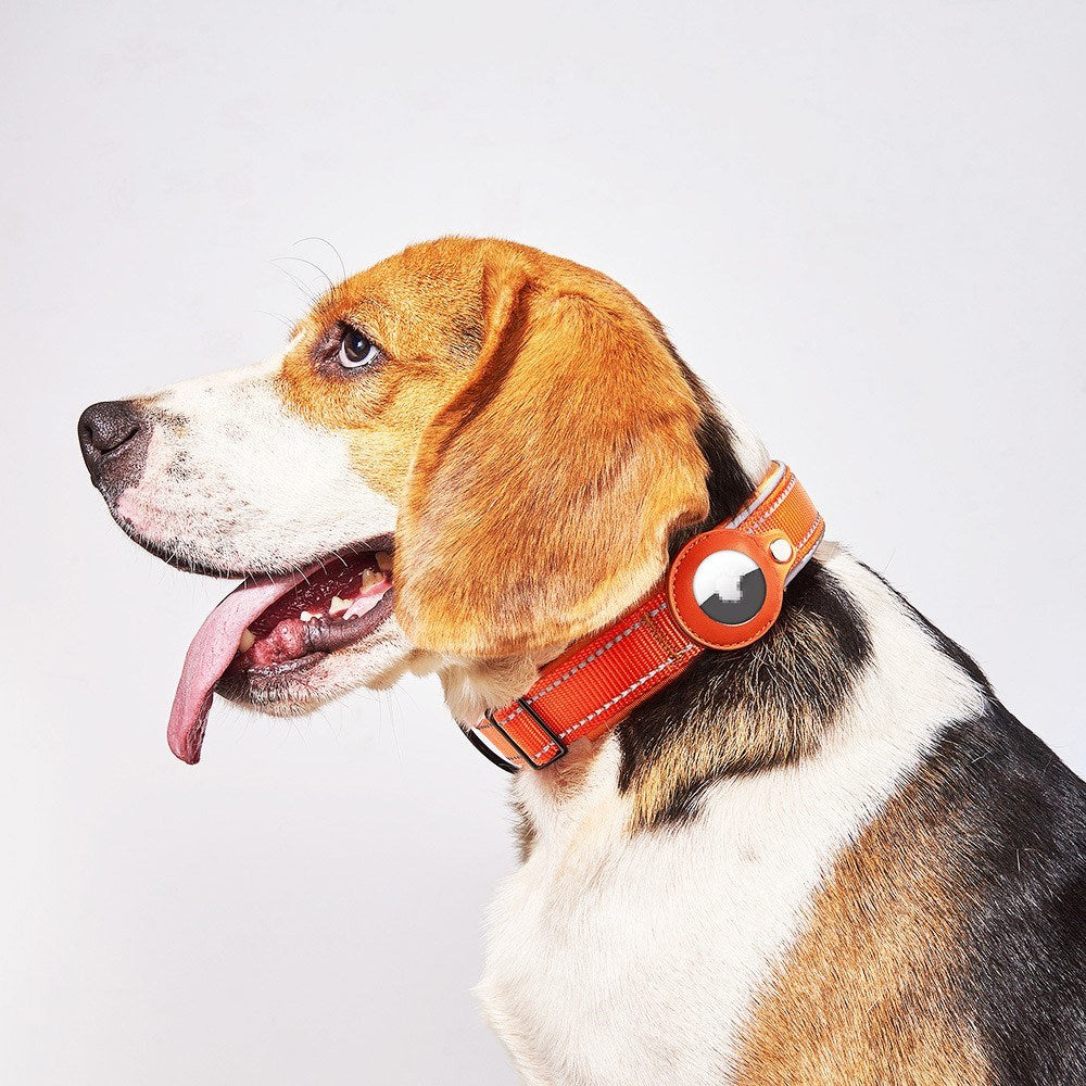 Hundehalsbånd med AirTag 1. & 2. Gen. Holder - Str. M (38-45 cm) - Rød