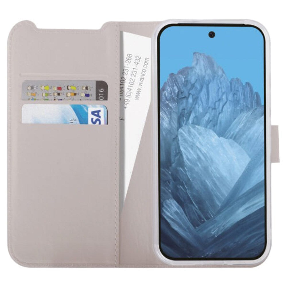 Google Pixel 9 / 9 Pro - Vivanco Classic Wallet Flip Cover - Pung - Taupe