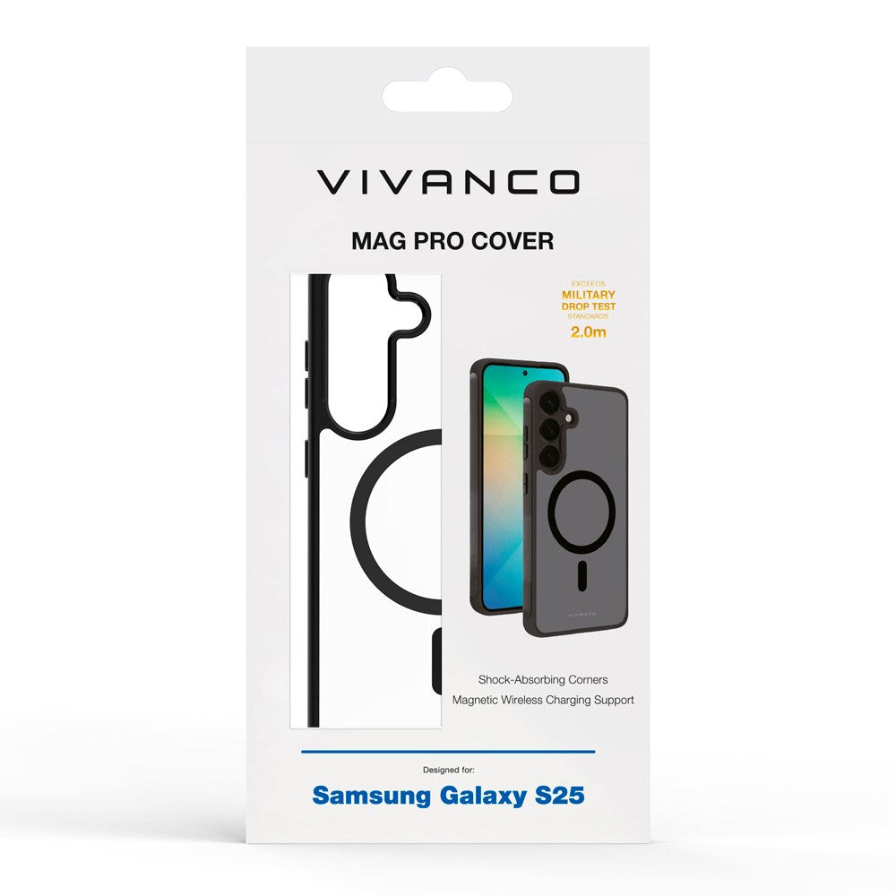 Vivanco Mag Pro Cover til Samsung Galaxy S25 – Transparent og Sort