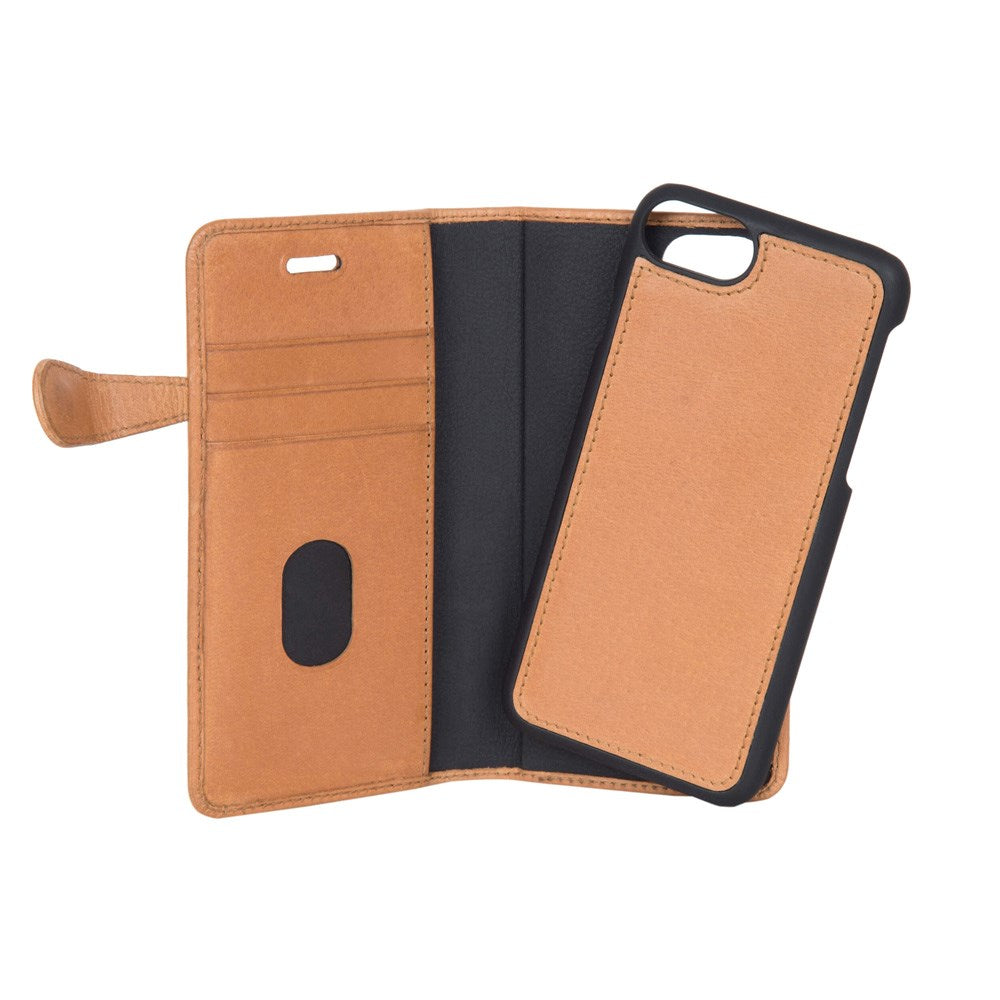 iPhone 6 / 6s - Buffalo 2-i-1 Ægte Læder Flip Cover - Beige