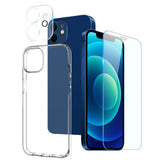 iPhone 12 NORTHJO 360° Protection Set inkl. Cover & Skærmbeskyttelse & Kameralinsebeskyttelse - Gennemsigtig