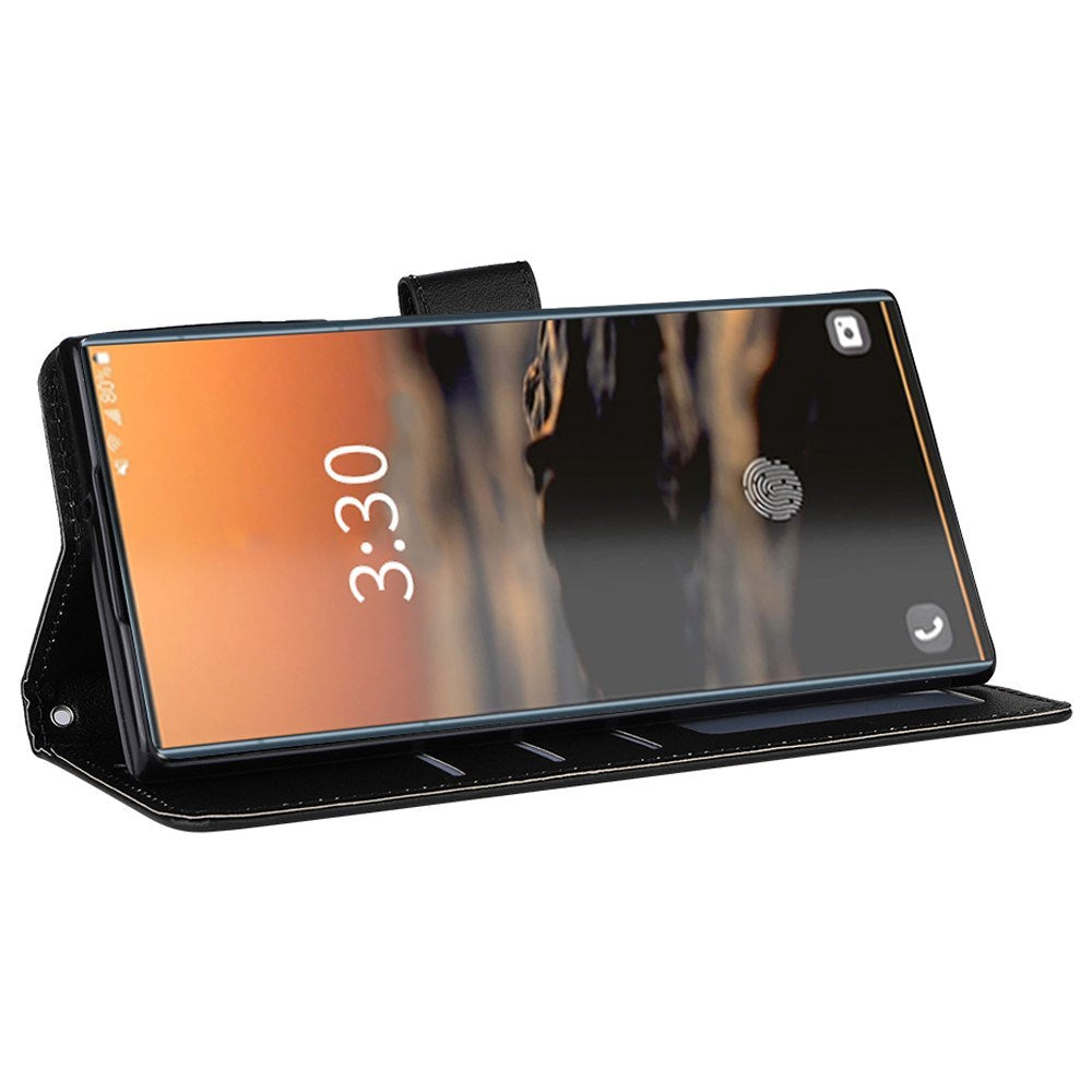 EIDERWOOD Samsung Galaxy S23 Ultra Blankt Kunstlæder Mobil Cover m. Pung & Ståfunktion - Sort