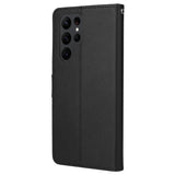 EIDERWOOD Samsung Galaxy S23 Ultra Blankt Kunstlæder Mobil Cover m. Pung & Ståfunktion - Sort