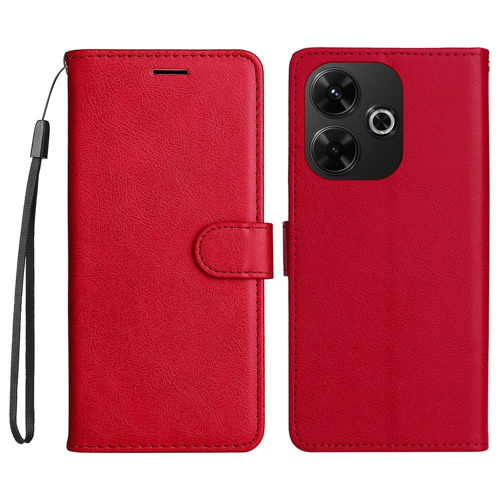 EIDERWOOD Xiaomi Redmi 13 Kunstlæder Mobil Cover m. Pung og Strop - Rød