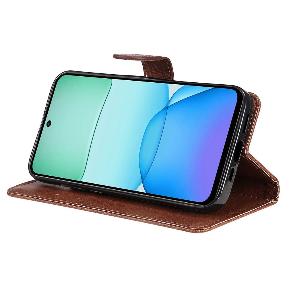 EIDERWOOD Xiaomi Redmi 13 Kunstlæder Mobil Cover m. Pung og Strop - Brun