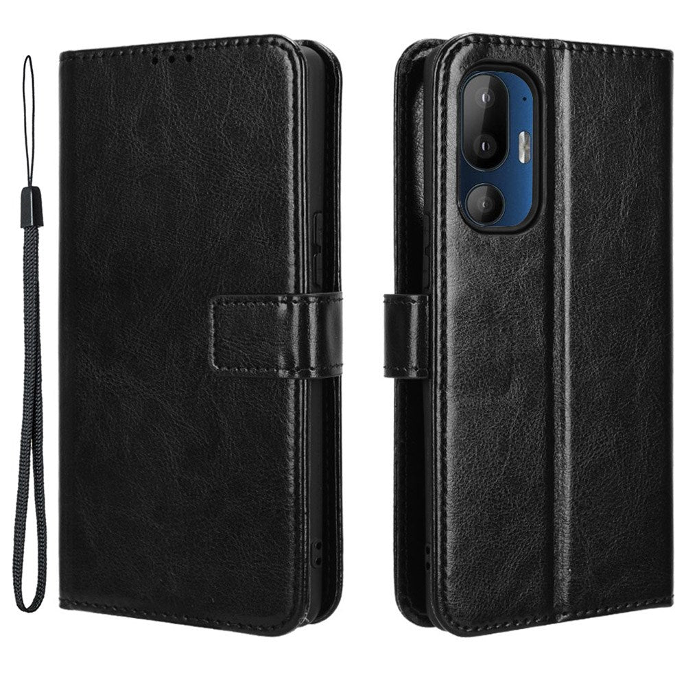 EIDERWOOD - HTC U24 Pro (5G) Blankt Læder Cover m. Pung & Strop - Sort