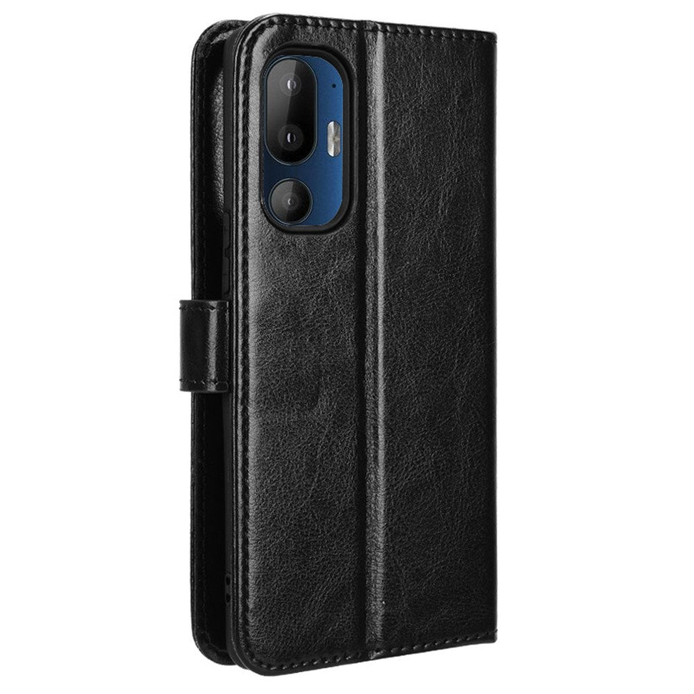 EIDERWOOD - HTC U24 Pro (5G) Blankt Læder Cover m. Pung & Strop - Sort