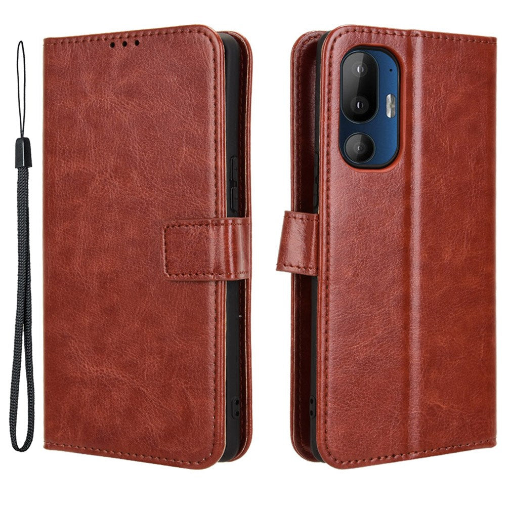 EIDERWOOD - HTC U24 Pro (5G) Blankt Læder Cover m. Pung & Strop - Brun