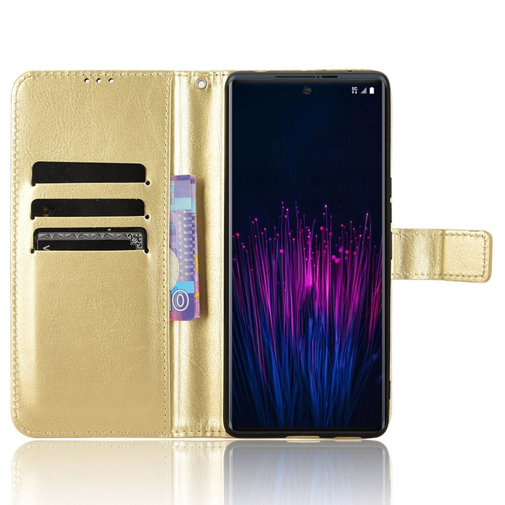 EIDERWOOD - HTC U24 Pro (5G) Blankt Læder Cover m. Pung & Strop - Guld