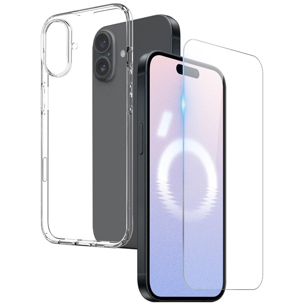 iPhone 16 NORTHJO 2-i-1 Sæt - Fleksibelt Plast Mobil Cover & Skærmbeskyttelsesglas - Gennemsigtig