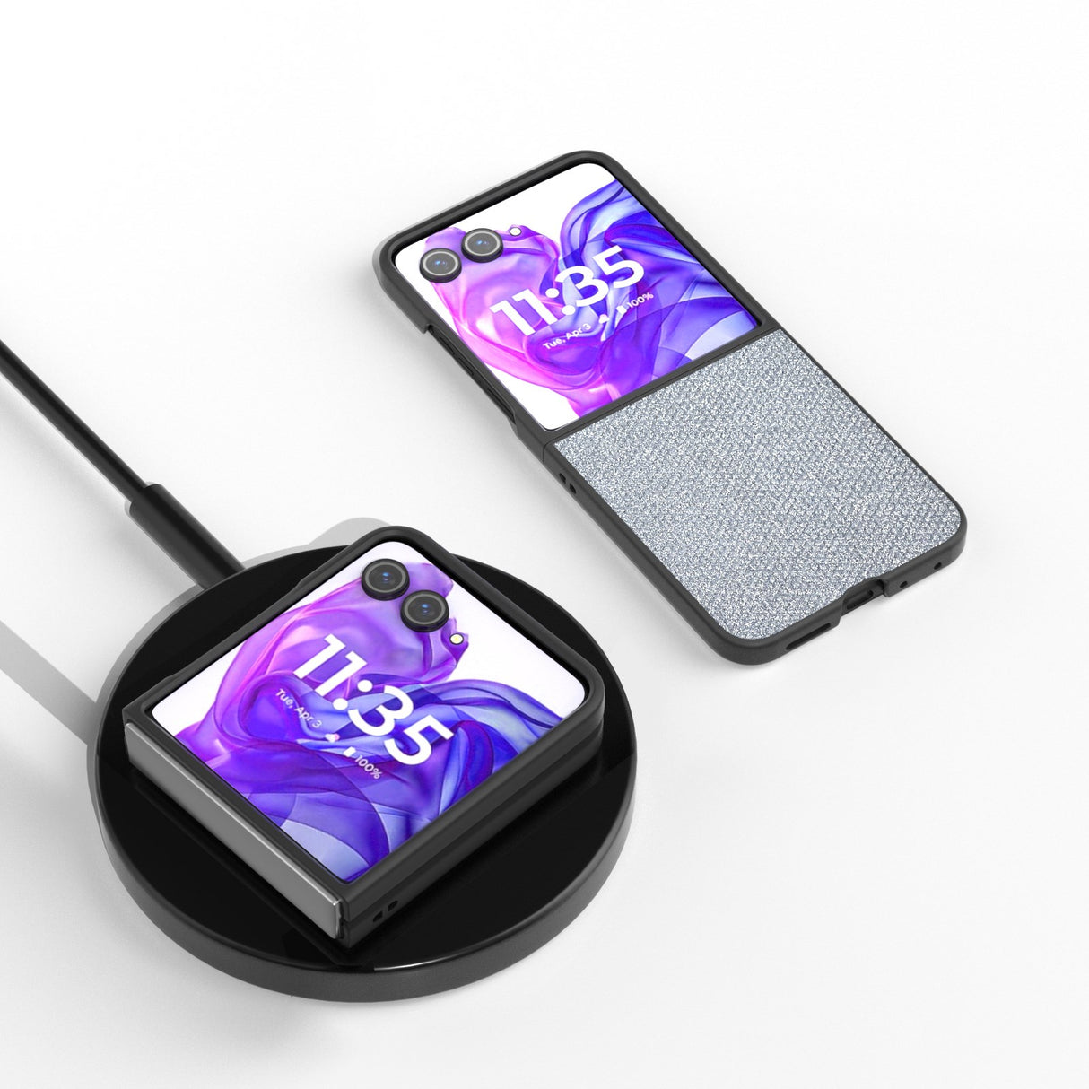 EIDERWOOD - Motorola Razr 50 Ultra (5G) Vegansk Læder Glimmer Cover - Grå