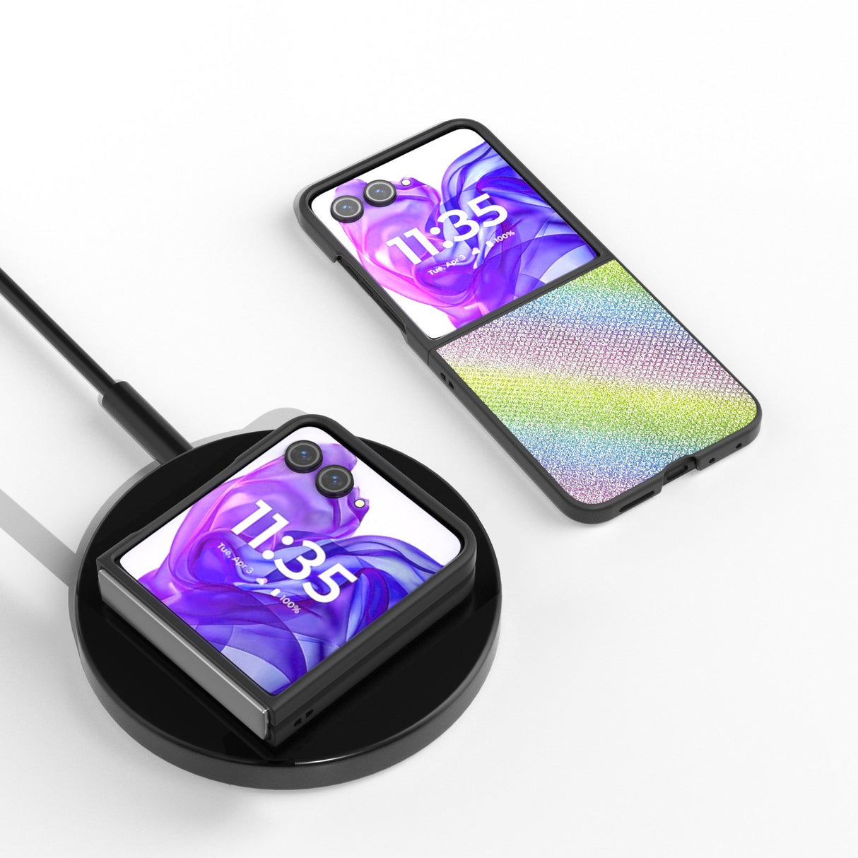 EIDERWOOD - Motorola Razr 50 Ultra (5G) Vegansk Læder Glimmer Cover - Regnbue