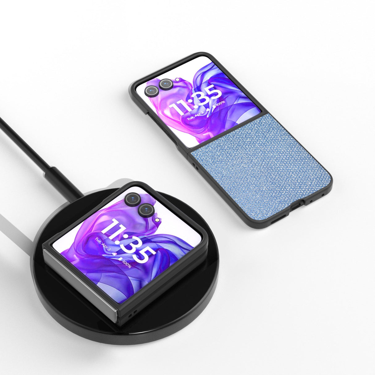 EIDERWOOD - Motorola Razr 50 Ultra (5G) Vegansk Læder Glimmer Cover - Blå