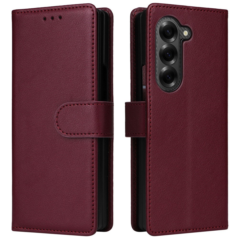 Samsung Galaxy Z Fold6 - EIDERWOOD Kunstlæder Flip Cover - Mørkerød