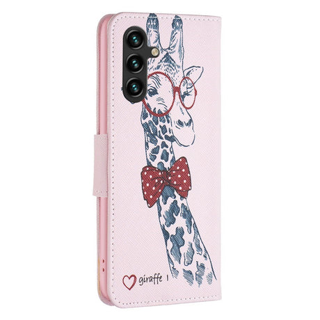 EIDERWOOD Samsung Galaxy A16 Læder Mobil Cover m. Pung & Print - Giraf med Briller