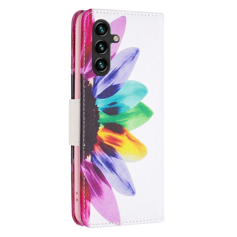 EIDERWOOD Samsung Galaxy A16 Læder Mobil Cover m. Pung & Print - Farverig Blomst