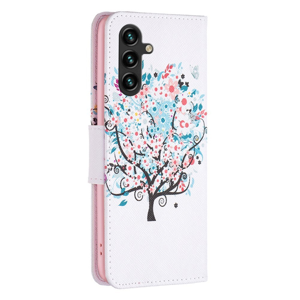 EIDERWOOD Samsung Galaxy A16 Læder Mobil Cover m. Pung & Print - Farverigt Træ