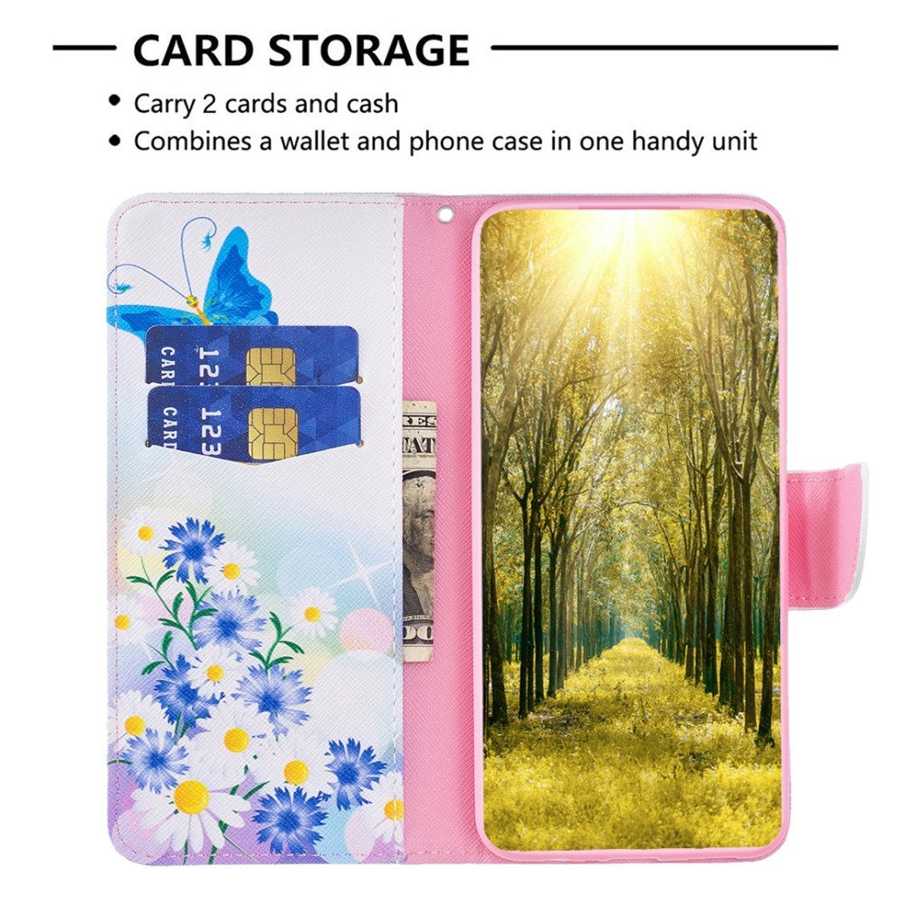 EIDERWOOD Samsung Galaxy A16 Læder Mobil Cover m. Pung & Print - Sommerfugl & Blomster