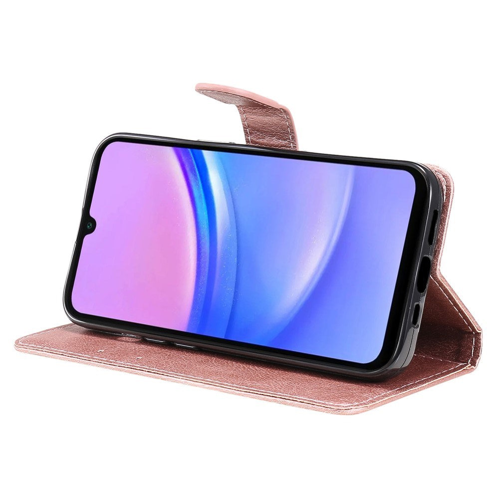 Samsung Galaxy A16 (4G/5G) PU Læder Mobil Cover m. Pung og Strop - Rose Gold