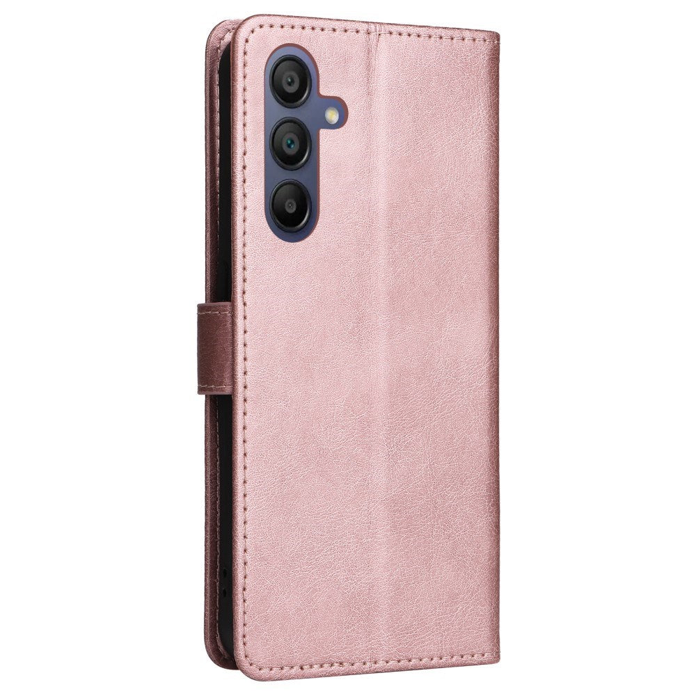 Samsung Galaxy A16 (4G/5G) PU Læder Mobil Cover m. Pung og Strop - Rose Gold