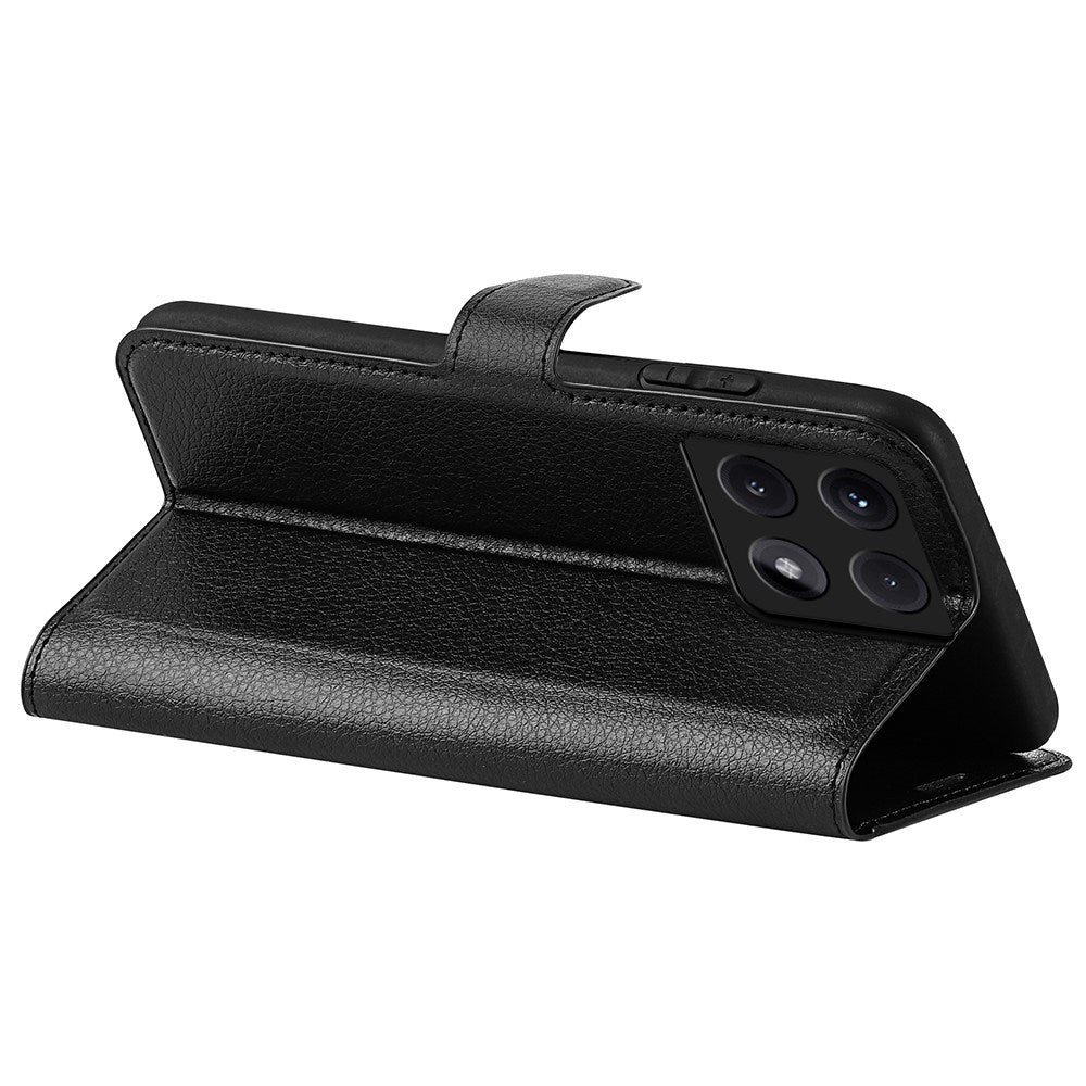 EIDERWOOD Xiaomi 14T Pro Litchi Læder Mobil Cover m. Pung - Sort