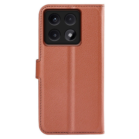 EIDERWOOD Xiaomi 14T Pro Litchi Læder Mobil Cover m. Pung - Brun