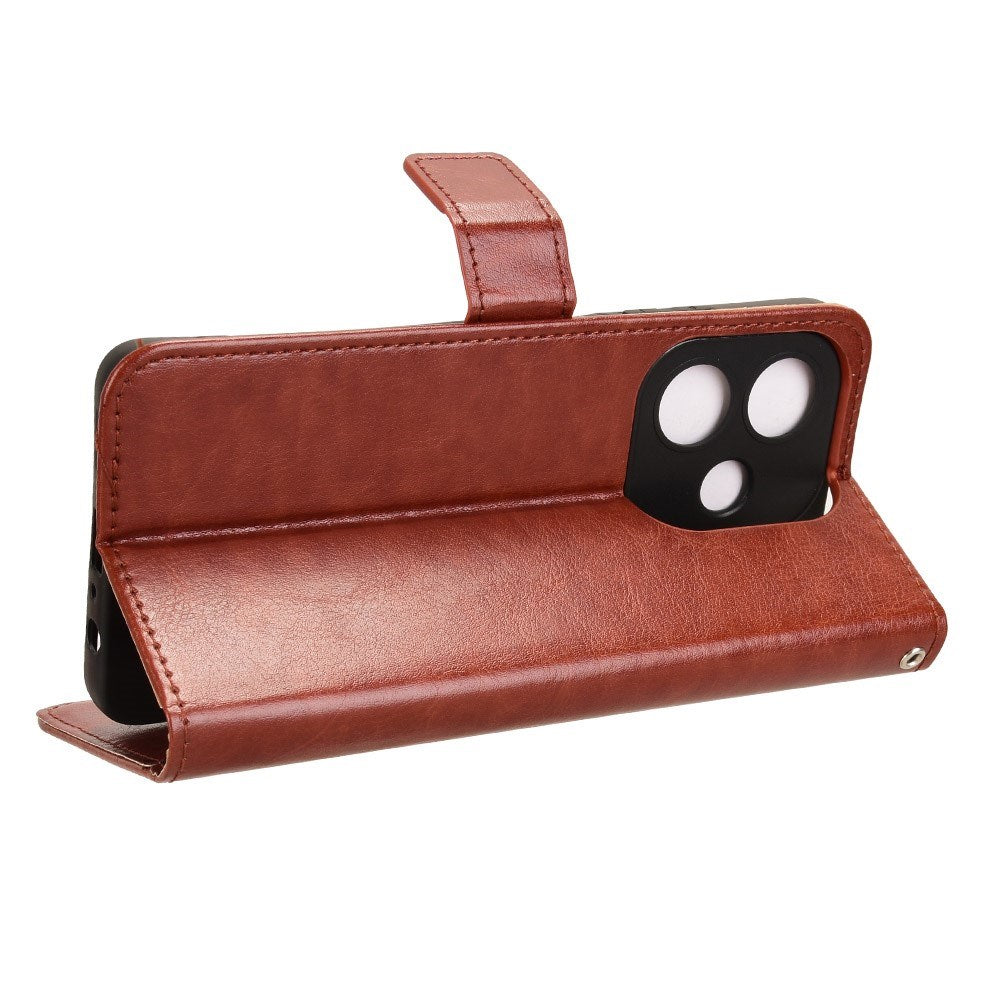 EIDERWOOD - Oppo A60 / A40M / A40 - Kunstlæder Flip Cover m. Kortholder og Håndledsrem - Brun