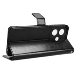 EIDERWOOD - Oppo A60 / A40M / A40 - Kunstlæder Flip Cover m. Kortholder og Håndledsrem - Sort