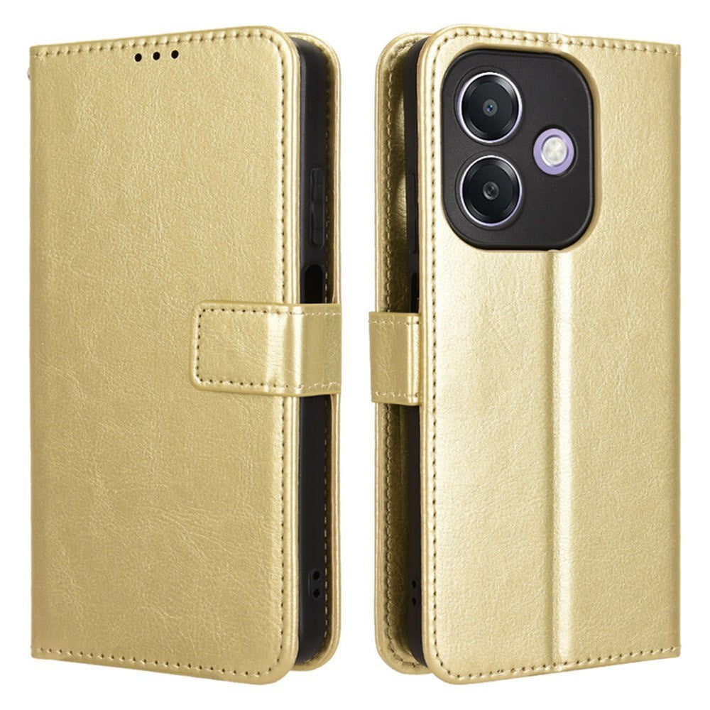 EIDERWOOD - Oppo A60 / A40M / A40 - Kunstlæder Flip Cover m. Kortholder og Håndledsrem - Guld