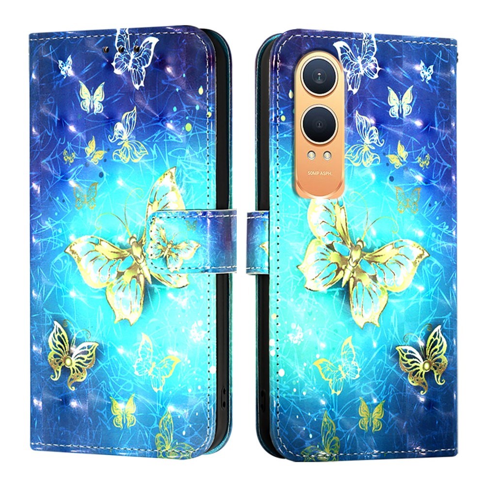 EIDERWOOD OnePlus Nord CE4 Lite (5G) Kunstlæder Mobil Cover m. Pung og Strop - Gyldne Sommerfugle