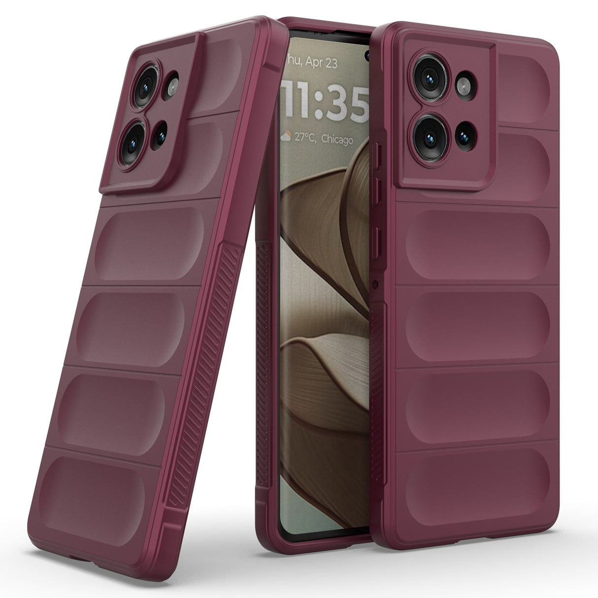 Eiderwood Motorola Edge 50 5G Cover - Slidstærkt Anti-Stød Bagsidecover i Blød Plast - Mørkerød