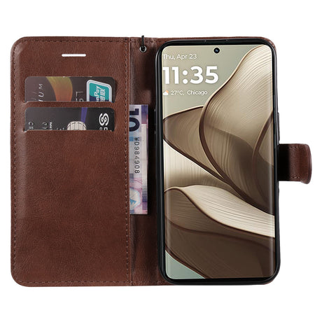 Motorola Edge 50 Wallet Flip Cover - i læder m. Pung - Mørkebrun