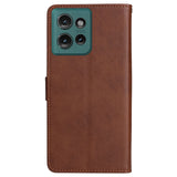 Motorola Edge 50 Wallet Flip Cover - i læder m. Pung - Mørkebrun